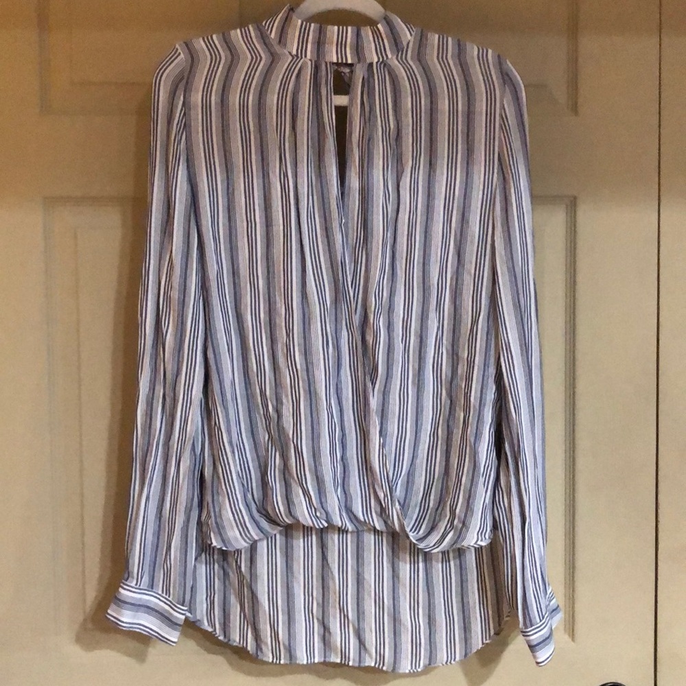 Ladies blouse striped-MED-NWT-Blue/Wht Stripe
